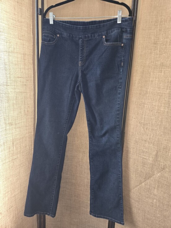 Source Unknown Denim - Dark Wash Straight Leg Jeans Elastic Waist Stretch Denim 12L